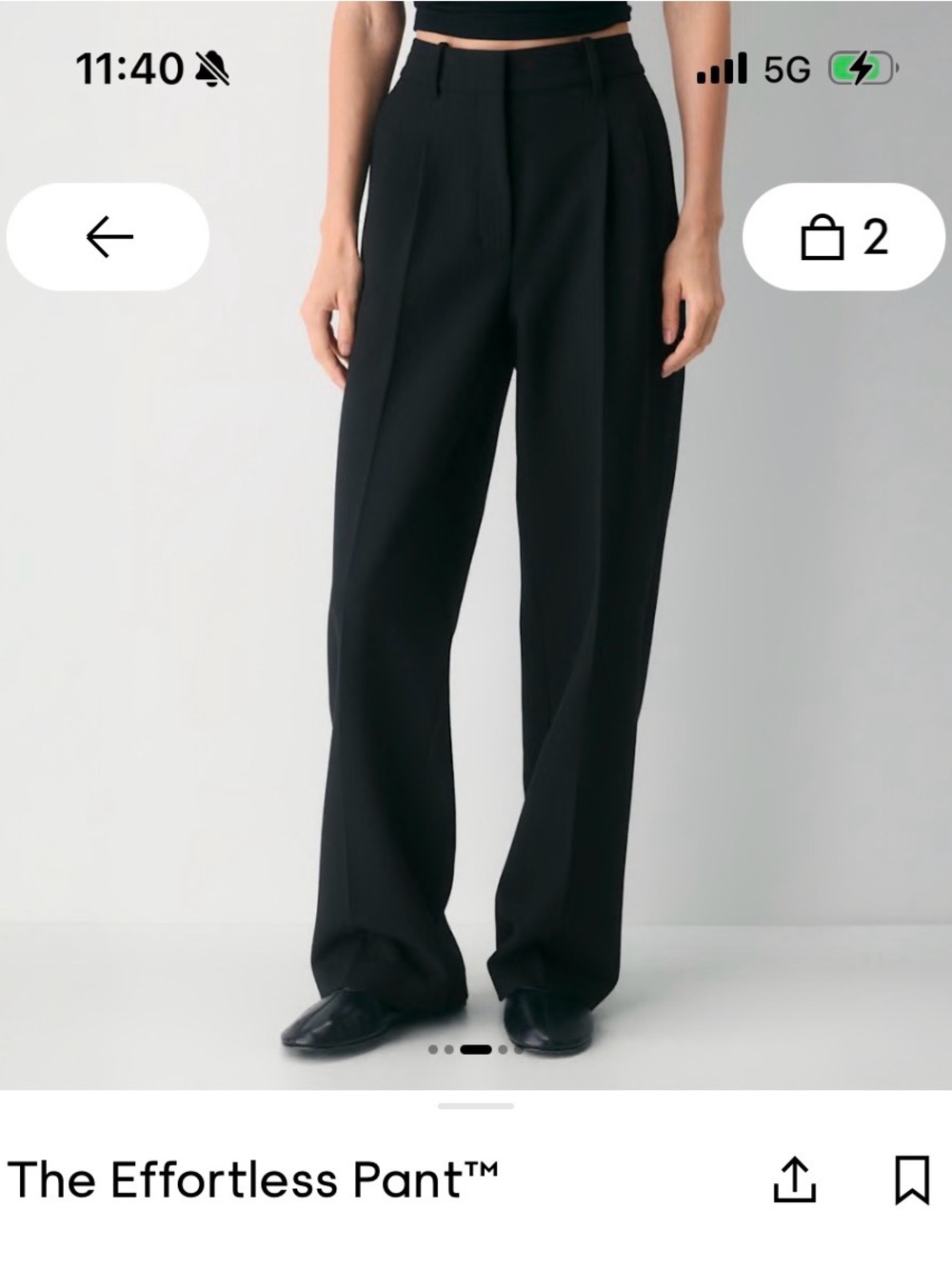 Aritzia Black Wide-Leg 'The Effortless Pant' Trousers
